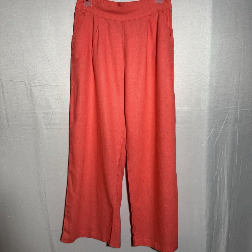 Abercrombie & Fitch Women’s Pants M Coral Orange Wide Leg Boho Casual Vacation